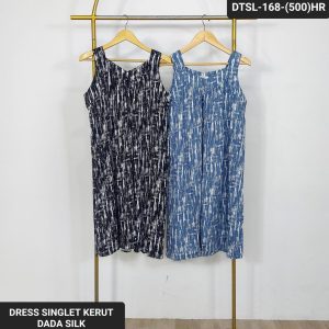 Dress-Singlet-Kerut-Dada-Silk-Motif-Abstrak