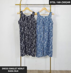 Dress-Singlet-Kerut-Dada-Silk-Motif-Abstrak