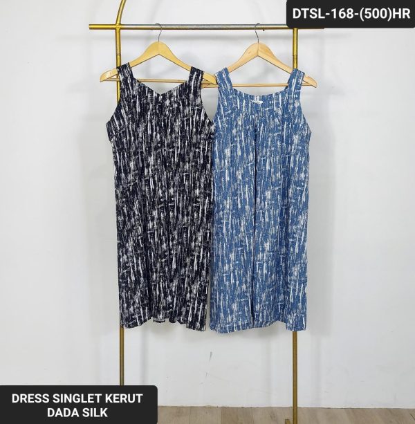 Dress Singlet Kerut Dada Silk Motif Abstrak Dress-Singlet-Kerut-Dada-Silk-Motif-Abstrak