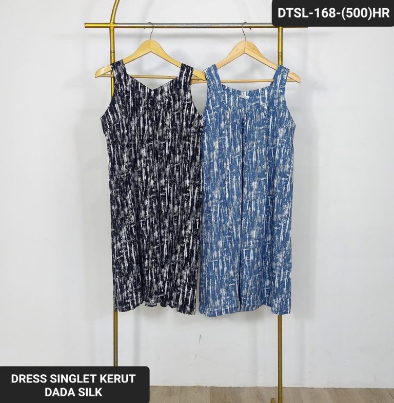 Dress-Singlet-Kerut-Dada-Silk-Motif-Abstrak